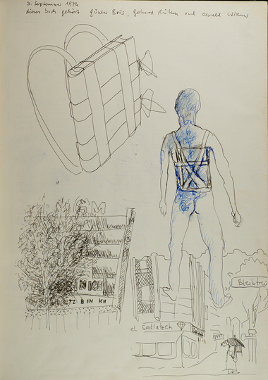 Günter Brus Draws with Friends: Slender Renaissance 10 - The Sensitive Phase. A Collaboration of Christian Ludwig Attersee, Günter Brus, Hermann Nitsch, Dieter Roth, Gerhard Rühm, Dominik Steiger, Oswald Wiener, 1974-79. 