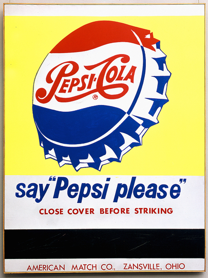 Pop Art 1960s: Andy Warhol, Close Cover before Striking (Pepsi Cola), 1962, 183 x 137 cm, acrylic, sandpaper on canvas. Museum Ludwig, Köln © 2014. The Andy Warhol Foundation for the Visual Arts, Inc. / Artists Rights Society (ARS), New York. Photo: Rheinisches Bildarchiv