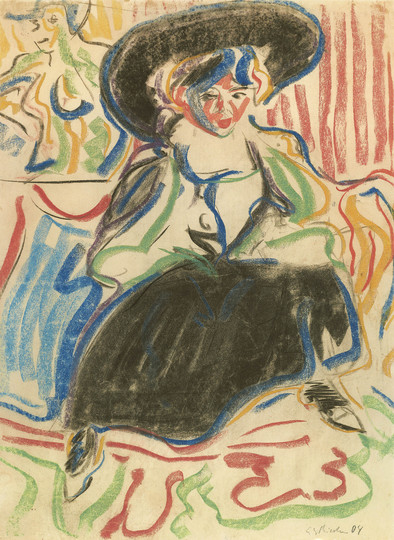 Ernst Ludwig Kirchner - Master of Color: Ernst Ludwig Kirchner, Seated Girl with Hat, 1909, Coloured chalk, 89.5 × 66 cm

Private collection