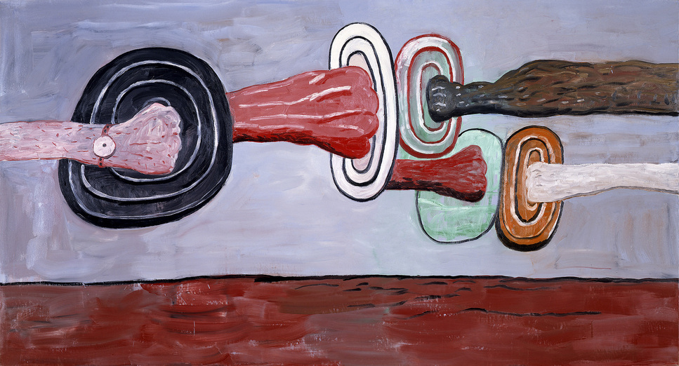 Philip Guston - Late Works: Philip Guston, Aegean, 1978, Oil on canvas, 172.5 x 320 cm. Private collection © The Estate of Philip Guston