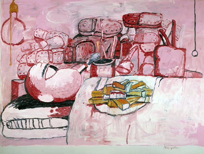 Philip Guston - Late Works: Philip Guston, Painting, Smoking, Eating, 1973. Oil on canvas 196.8 x 262.9 cm. Collection Stedelijk Museum, Amsterdam