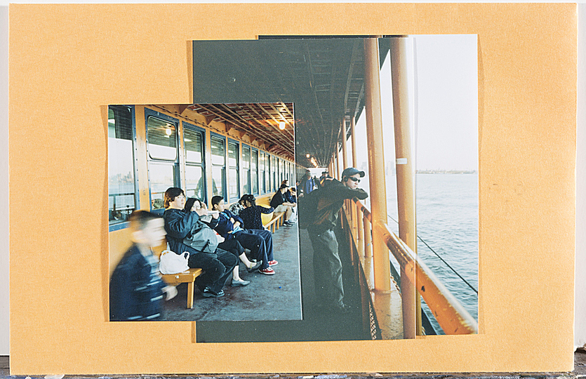 Richard Estes´ New York: Untitled (Staten Island Ferry and New York City images), c. 1975, Richard Estes, Photos mounted on yellow paper envelopes. Courtesy of a private collection. Photo by Dennis and Diana Griggs
