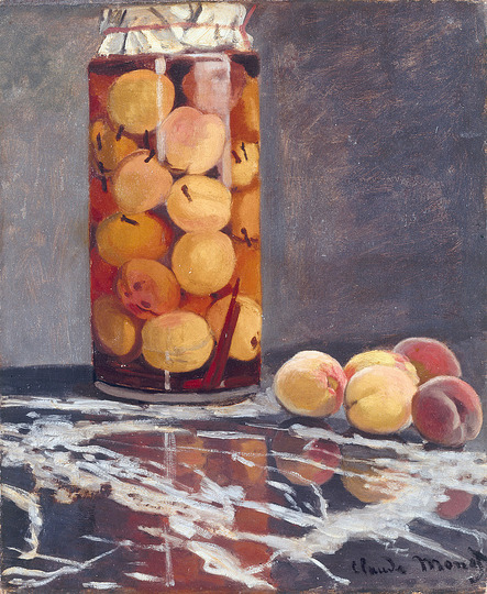 Monet and the Birth of Impressionism: Claude Monet (1840-1926), Jar of Peaches, c. 1866, oil on canvas, 55,5 x 46 cm. Galerie Neue Meister, Staatliche Kunstsammlungen Dresden © Galerie Neue Meister, Staatliche Kunstsammlungen Dresden