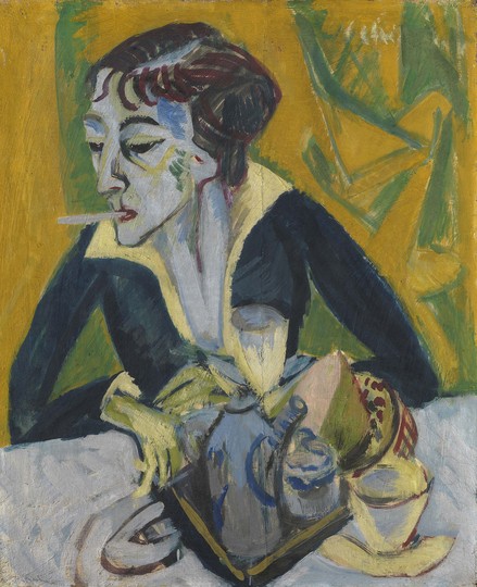 Ernst Ludwig Kirchner - Master of Color: Ernst Ludwig Kirchner, Erna with Cigarette, 1915, Oil on jute and linen fabric, 73 x 61 cm

© Bayerische Staatsgemäldesammlungen, Sammlung Moderne Kunst at the Pinakothek der Moderne, Munich