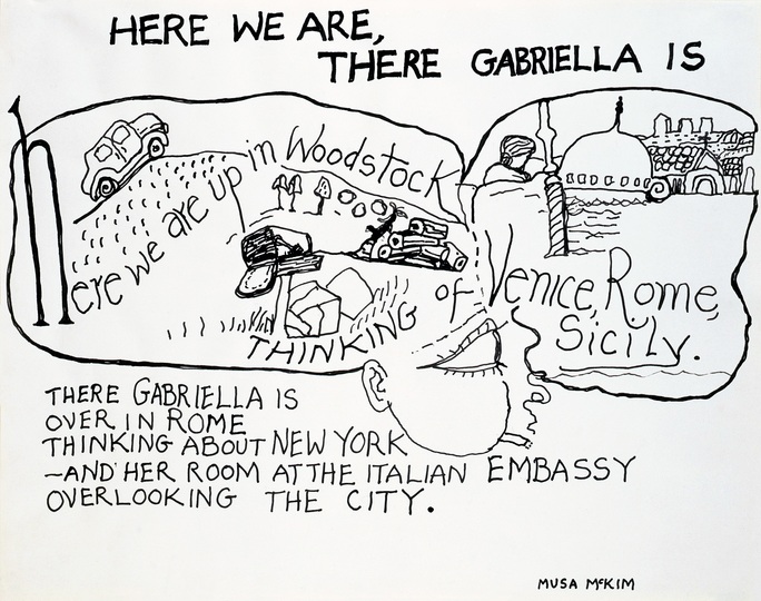 Philip Guston - Late Works: Philip Guston, Musa McKim: Here we are, There Gabriela is, Ink on paper 48,3 x 61 cm. Private collection © The Estate of Philip Guston