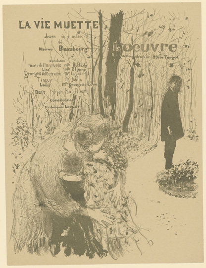 Édouard Vuillard: Turn of the Century Paris: Édouard Vuillard, Programme leaflet of: »La vie muette« (»The silent life« by Maurice Beaubourg), 1894, Lithography, 324 × 245 mm © Staatliche Graphische Sammlung München