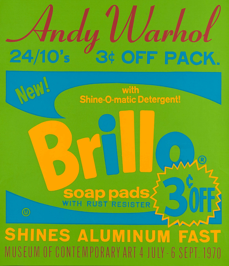 Posters. Andy Warhol: Andy Warhol, Brillo Soap Pads, 1970 (Museum of Contemporary Art, Chicago), Museum für Kunst und Gewerbe Hamburg © 2014 The Andy Warhol Foundation for the Visual Arts, Inc. / Artists Rights Society (ARS), New York.