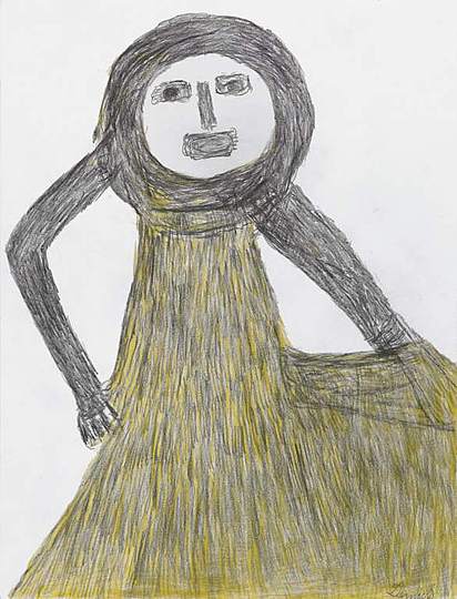 The Artists of Gugging: Yellow Woman by Anton Dobay © The Gugging Private Foundation.