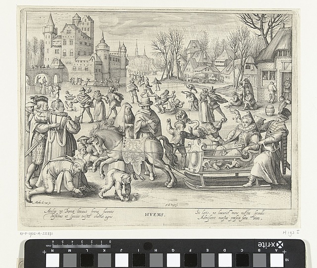 The Joys of Ice Skating: Winter, Nicolaes de Bruyn, naar Maerten de Vos, 1581 - 1656