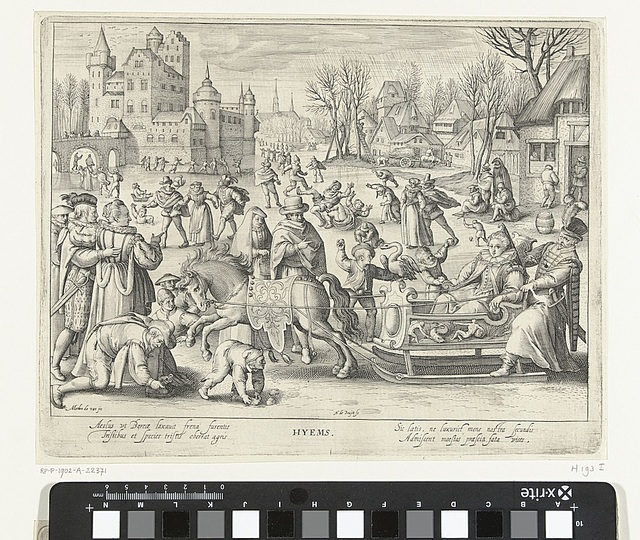 The Joys of Ice Skating: Winter, Nicolaes de Bruyn, naar Maerten de Vos, 1581 - 1656