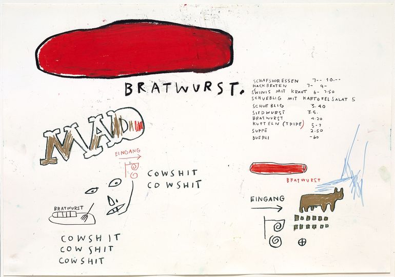 The Warhol & Basquiat Collaboration: Jean-Michel Basquiat, Bull Show Four, 1983. Sammlung Bischofberger, Schweiz
