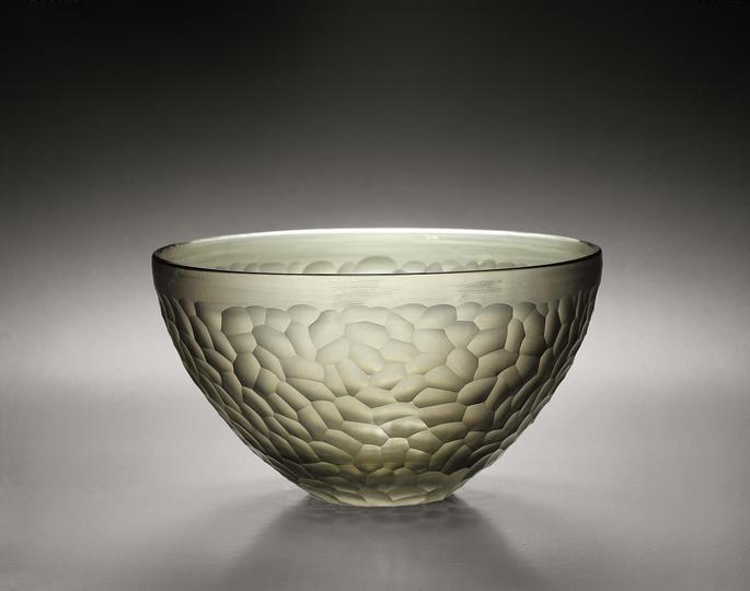 Carlo Scarpa for Venini: Thick glass bowl with irregular battuto finish, ca. 1940.  The Steinberg Foundation *Part of the Battuti series, ca. 1936-45