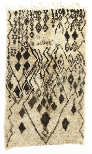 Moroccan Carpets and Modern Art: Carpet weaved by the Beni Quarraine tribe in the middle Atlas Mountains, Morocco during the 2nd to third part of the 20th century.