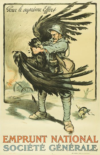 War and Propaganda 14/18: Marcel Falter, Pour le suprême Effort. Emprunt National, September 1918, color lithography, 120 x 77,4 cm, print: Chaix, Paris, Museum für Kunst und Gewerbe Hamburg