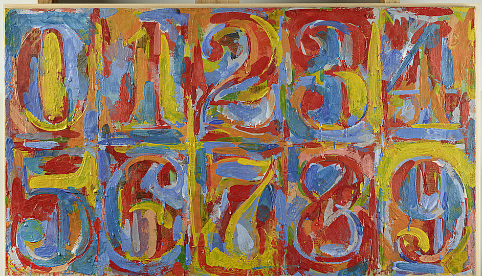 Pop Art 1960s: Jasper Johns, Zero to Nine, 1959, 53,8 x 88,9 cm, Encaustic, newspaper on canvas. Museum Ludwig, Köln © VG Bild-Kunst, Bonn 2014 Photo: Rheinisches Bildarchiv