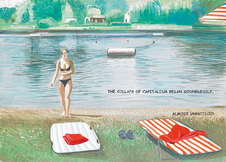 Summertime: Untitled (the collaps...) by Joanna Kandl , 2005, egg tempera on wood, 30 x42 cm, Photo: Mischa Nawrata, Wien © Sammlung Essl Privatstiftung.