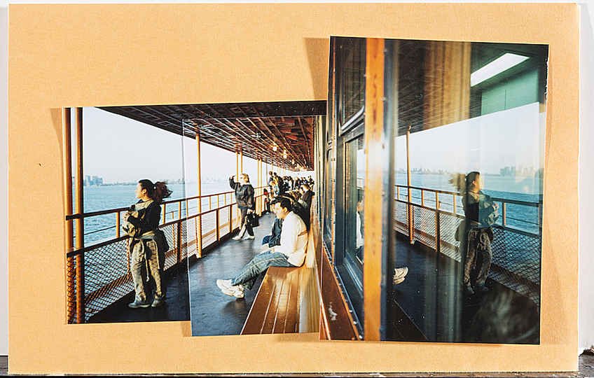 Richard Estes´ New York: Untitled (Staten Island Ferry and New York City images), c. 1975, Richard Estes, Photos mounted on yellow paper envelopes. Courtesy of a private collection. Photo by Dennis and Diana Griggs