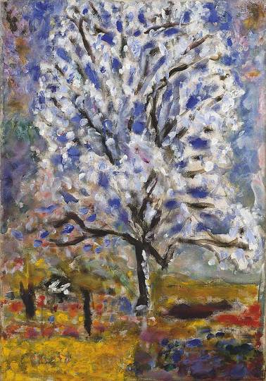 Pierre Bonnard: The Memory of Colors: Almond Tree Blossoms, 1946/47, L’Amandier en fleurs, oil on canvas, 55 × 37,5 cm. Musée d’Orsay, Paris, déposé au Centre Pompidou, Musée national d’Art moderne – Centre de création industrielle, Donation Mr. et Mme. Charles Zadok, 1964. © Musée d’Orsay/RMN