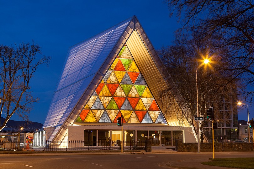 Design for Disaster: Shigeru Ban, Cardboard Cathedral, Christchurch, New Zealand, 2013. Image courtesy Shigeru