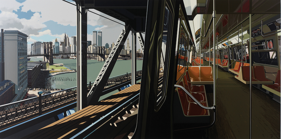 Richard Estes´ New York: D Train, 1988, Richard Estes, Silkscreen printed on museum board, 36 x 72 in. (91.44 x 182.88 cm) Courtesy of Susan Sheehan Gallery, New York / Sims Reed Gallery, London