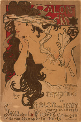 Alphonse Mucha: Alphonse Mucha, “Salon des Cent: XXme Exposition”, poster for the association of artists
“La Plume”, 1896.
Museum of Design Zurich, Poster Collection; Photo: Museum of Design Zurich,
FX.Jaggy/U.Romito © ZHdK