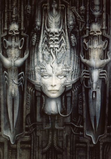 HR Giger´s World in Deep Space: This exhibition takes a dystopian view of the human-machine interrelationship, and presents HR Giger as the visionary father of early cyborgs and as an architect of interior  spaces and entire landscapes of collective horror. Li II, 1973/74 © HR Giger, 2013.