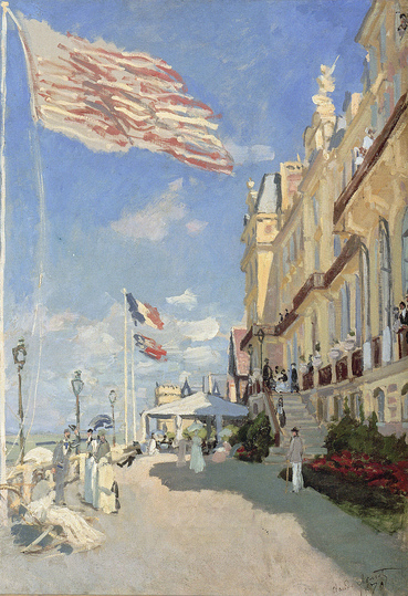 Monet and the Birth of Impressionism: Claude Monet (1840-1926), Hôtel des Roches Noires, Trouville, 1870, oil on canvas, 81 x 58 cm. Musée d`Orsay, Paris. Photo: bpk : RMN - Grand Palais : Hervé Lewandowski © Musée d`Orsay, Paris, donation de Jacques Laroche, 1947
