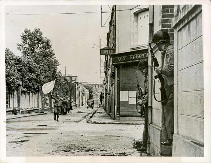 Paris Photo 2013: Robert Capa “Nazi Surrender After Fierce Battle, France”, 1944, silver gelatin print on glossy fibre paper, Daniel Blau Munich/London; Robert Capa © ICP / Magnum Photos / Agentur Focus , Exhibitor : Galerie Daniel Blau.