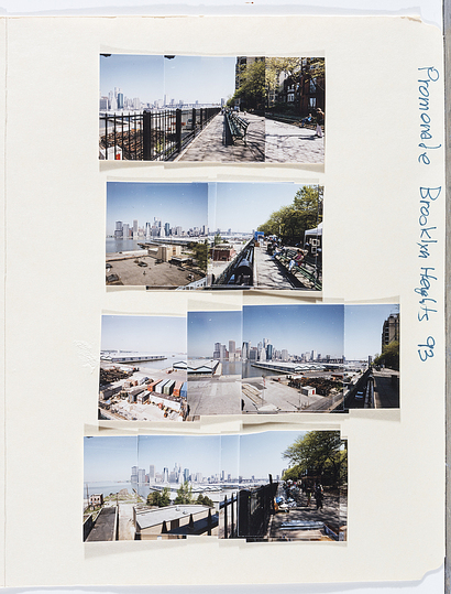 Richard Estes´ New York: Brooklyn Heights Promenade Studies, 1993, Richard Estes, Color photos on manila folder paper. Courtesy of a private collection. Photo by Dennis and Diana Griggs