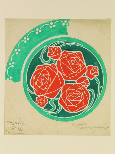 Hans Christiansen´s Jugendstil: Sketch for a dessert plate with rose decorations, 1900/01, Museumsberg Flensburg.