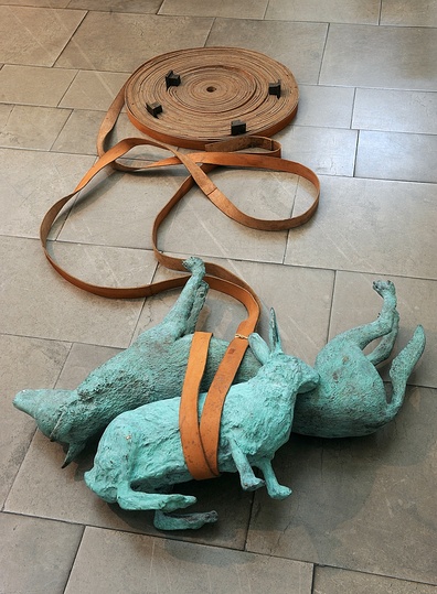 Kochi Biennale: Joseph Semah, Measurement in Time, bronze and leather, 1983