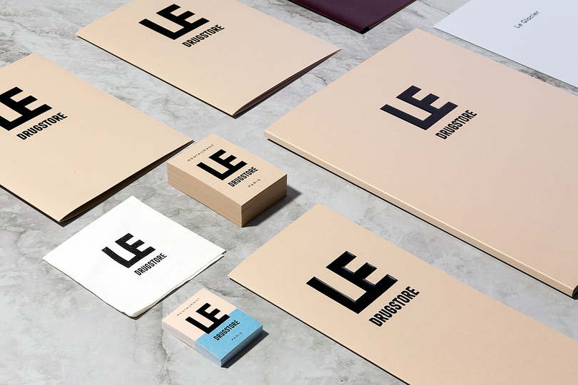 Le Drugstore Brand Identity: Overview of menus for Le Drugstore Brand Identity by Design&Practice