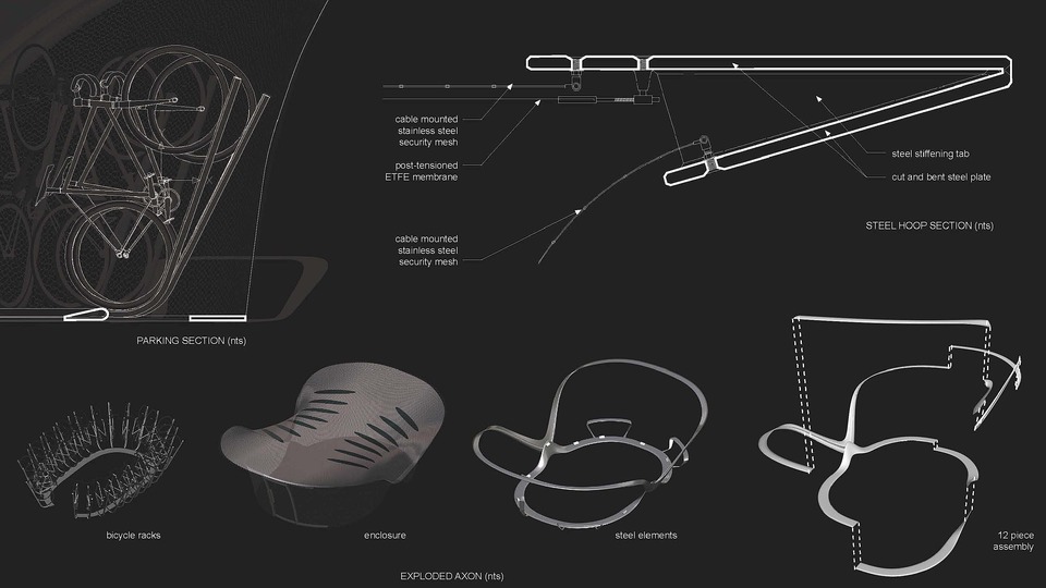 Bike architecture: Meshroom bicycle transit center prototype
