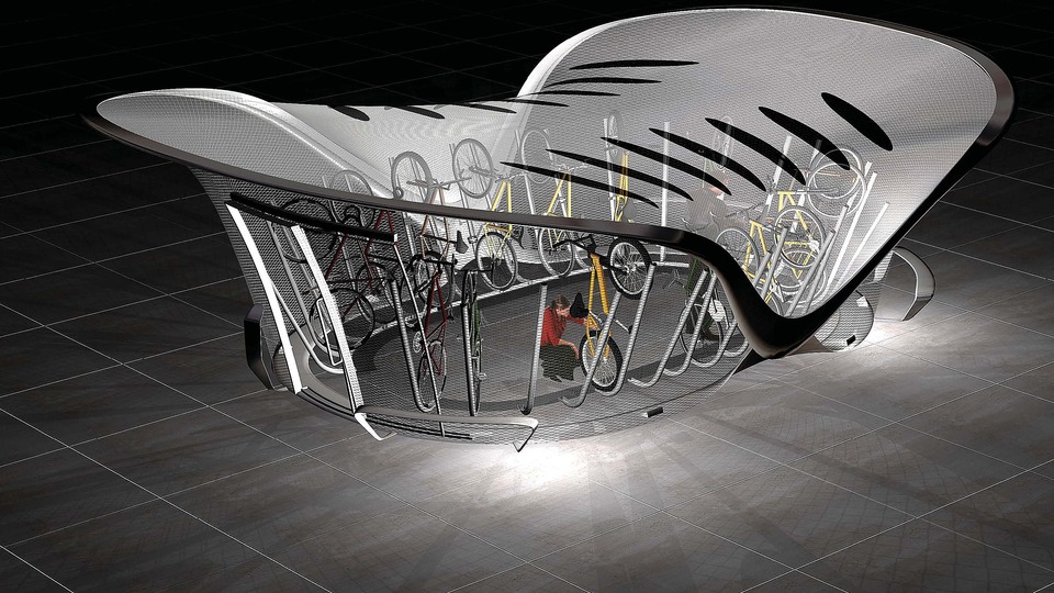 Bike architecture: Meshroom bicycle transit center prototype