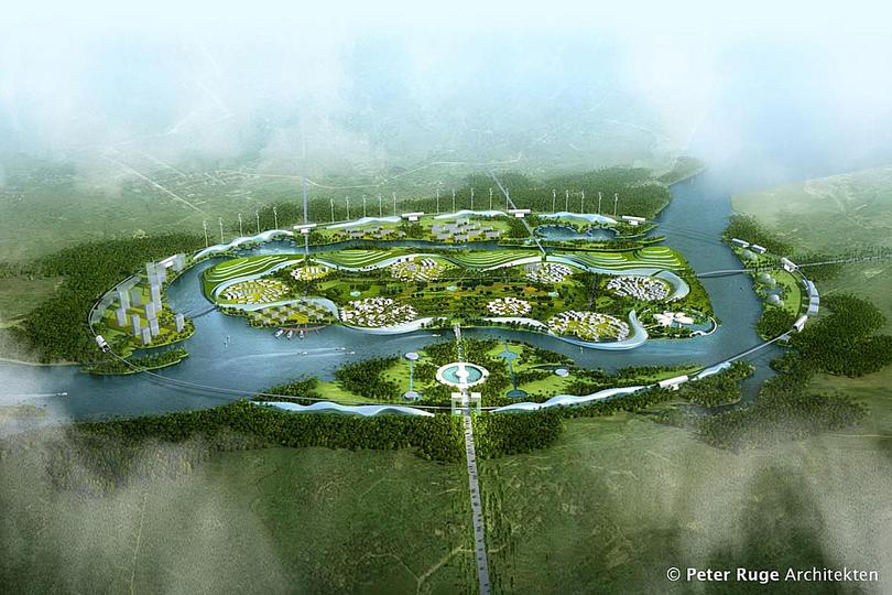 Green urban design concepts: Green Health City is an ecologically sustainable development designed to support and promote the condition of physical and emotional human health. Situated in China’s Hainan Province in Boao Lecheng on the Wanquan River, five island districts bring together world-class medical facilities, employ new strategies for green energy production and rethink transportation networking to achieve a sustainable urban prototype. Pathways toward a sustainable future are forged through strong ties to local identity and respect for history. By establishing a cross-disciplinary and inter-cultural approach to design that is routed in China’s long history, a comprehensive and well considered scheme is achieved.
