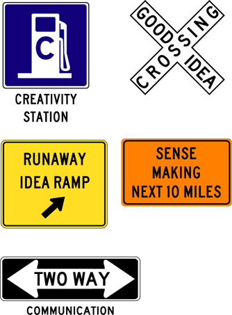 Traffic signs for meetings: 