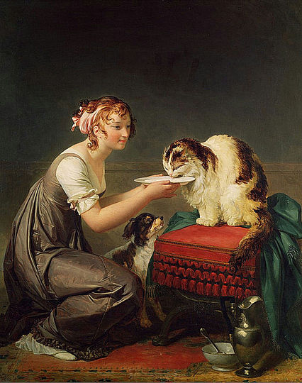 Cats in Art: The Cat's Lunch by Marguerite Gérard