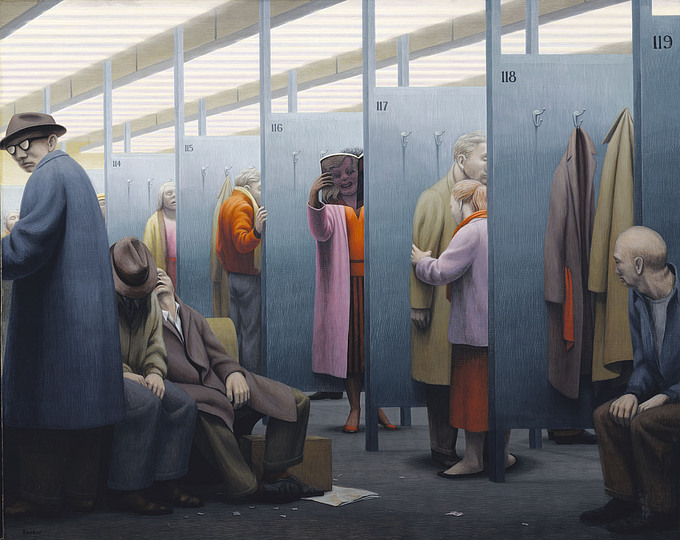 Through the Eyes of George Tooker: The Waiting Room, 1959 egg tempera on wood, 24 x 30 in. (61.0 x 76.2 cm.) Smithsonian American Art Museum, Gift of S.C. Johnson & Son, Inc. Smithsonian American Art Museum, 4th Floor, Luce Foundation Center