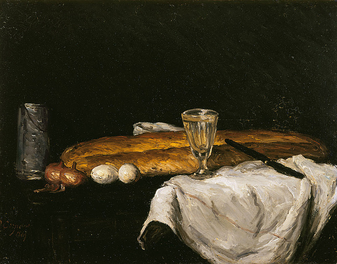 The World is an Apple.: Still Life with Bread and Eggs, 1865, oil on canvas, 23 1/4x30 in. Cincinnati Art Museum, Gift of Mary E. Johnston. This work comes from the Cincinnati Art Museum through the generosity of the Oliver Family Foundation, Cincinnati, Ohio.