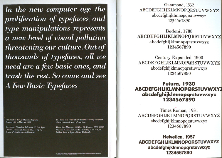 Massimo Vignelli 1931-2014: 6 Essential Typesfaces a Graphic Design needs.