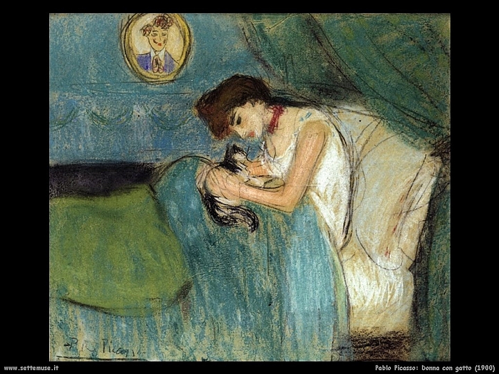 Cats in Art: Woman with a Cat by Pablo Picasso  1900
