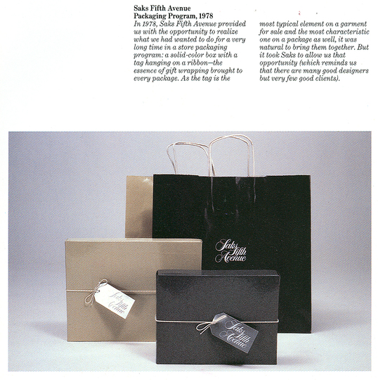 Massimo Vignelli 1931-2014: Saks Fifth Avenue Packaging Design, 1978.