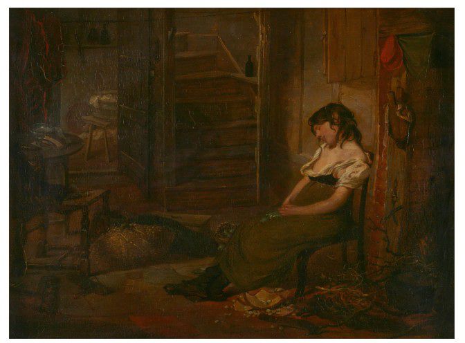 Indolence in Art: Idleness, Edward Bird (born 1772 - died 1819), ca. 1795-1819, Oil on oak panel. Given by Charles Robertson. Victoria and Albert Collection.