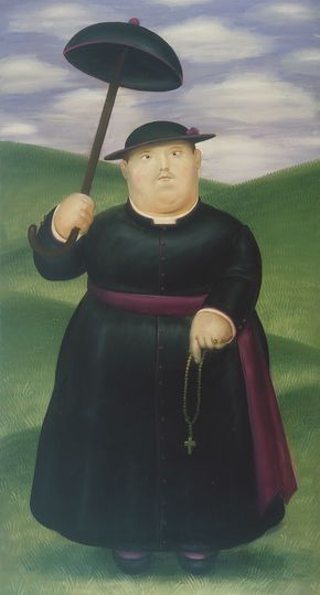 Fernando Botero: Fernando Botero, A Walk on the Hill, 1977 Oil on canvas, 190 x 103 cm Private collection © Fernando Botero