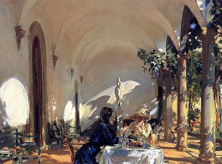 Indolence in Art: John Singer Sargent, Breakfast In The Loggia,  1910, Oil on canvas, 52.1 x 71.1 cm (20 1/2 x 28 in) 
Gift of Charles Lang Freer, Freer Gallery of Art 
Smithsonian Institution, Washington, D.C.