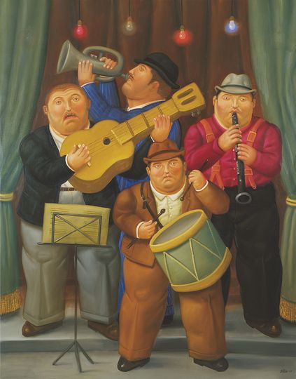 Fernando Botero: Fernando Botero, The Orchestra, 2001, Oil on canvas, 183 x 144 cm Private collection © Fernando Botero