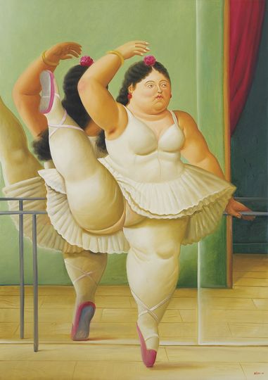 Fernando Botero: Fernando Botero, Ballerina at the Bar, 2001, Oil on canvas, 164 x 116 cm Private collection © Fernando Botero