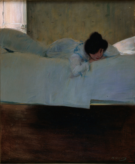 Indolence in Art: Ramon Casas i Carbó (1866–1932), Laziness, c.  1898-1900, oil on canvas,, 650 mm (25.59 in) x 540 mm (21.26 in), Museu Nacional d'Art de Catalunya
