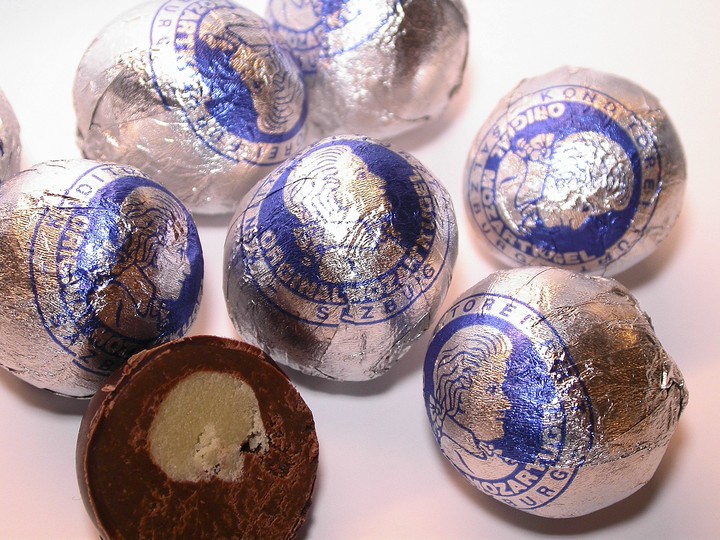 Everyday Design Classics of the 20th Century: Mozartkugel chocolate balls, now produced by Mirabell, were originally invented by a confectioner from Salzburg named Paul Fürst. Main ingredients are Pistachio marzipan, nougat, and dark chocolate.