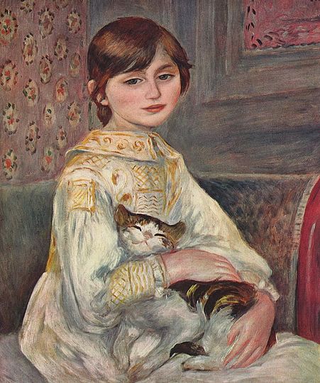 Cats in Art: Girl with Cat by Auguste Renoir.